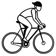 Naklejka premium Simple Line Drawing of Cyclist Riding a Bicycle