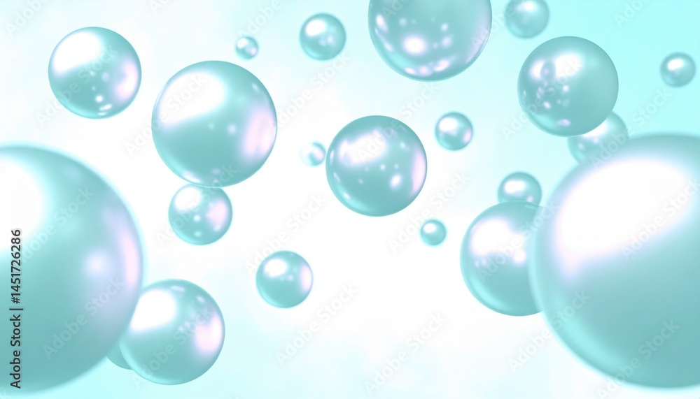 Poster floating bubbles dance in a serenity of aqua abstract imagery enchanting environment close-up view c