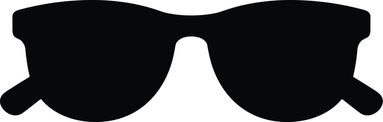 Minimalist Silhouette of Rectangular Sunglasses in Black on White Background