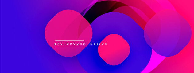 Abstract fluid shapes, vibrant colors blend. Modern design, purple, pink hues dominate composition. Gradient effects create depth.