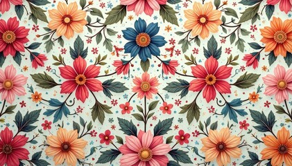 Obraz premium Interlocking floral motifs creating a seamless texture, retro, floral, blossom