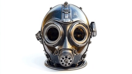 Futuristic, dark, metallic gas mask.  Detailed, 3D rendering of a sci-fi helmet