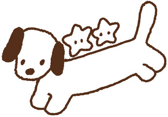 별을 등에 얹은 귀여운 강아지 선 그림 일러스트 © titi.drawing