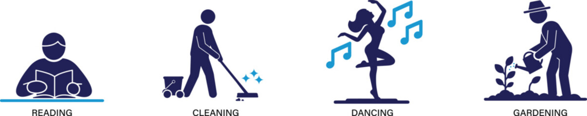 Human Activity Icon Set Flat Style.