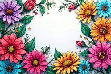 Intricate line art blooming flowers, geometric arrangement, geometric pattern, line art pattern, seamless