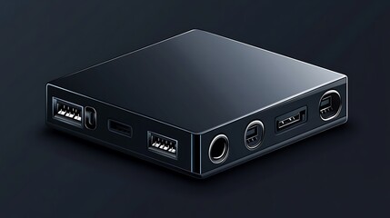 Obraz premium Black Media Streaming Box Closeup.