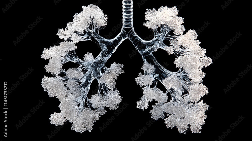 Aufkleber a highly detailed realistic 3d render of a pair of lungs made entirely from clear transparent glass,
