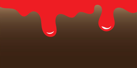 Abstract Dripping Red Shapes on Brown Background with Smooth Gradients