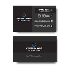 "Elegant and Modern Business Card Template with Abstract Shape Elements &ndash; Clean White Layout with Black and dark Accent &ndash; Suitable for Personal or Company Branding"