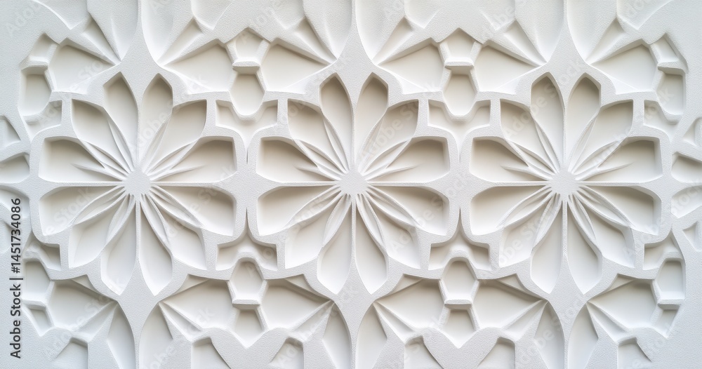 Poster a white tile that features a distinctive geometric pattern on its surface