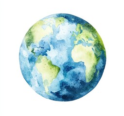 Fototapeta premium A beautiful watercolor painting depicting the earth on a clean white background