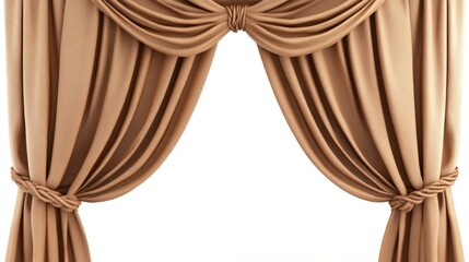 Rich, warm-toned drapes with a decorative header