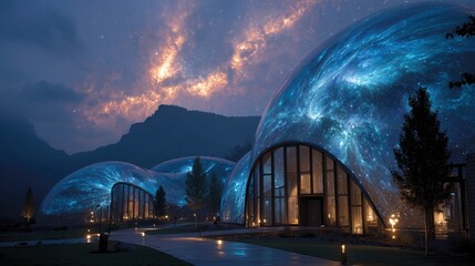 Obraz premium Modern architectural domes at twilight