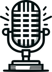 Vintage Microphone Icon - Retro Style Microphone Vector Illustration for Podcasting and Audio Production

