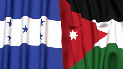 Flags of HONDURAS and JORDAN with realistic cloth texture