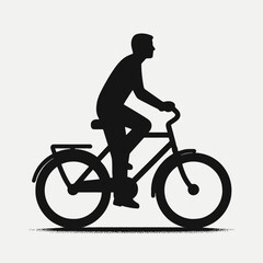 Obraz premium very simple flat and single minimalist Man on the Bike Silhouettes in black on a white background