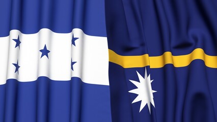 Flags of HONDURAS and NAURU with realistic cloth texture