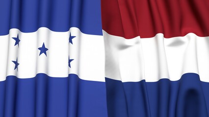 Flags of HONDURAS and NETHERLANDS with realistic cloth texture