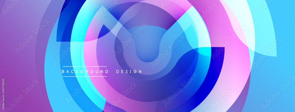 Poster abstract geometric layers create vibrant purple, blue, pink gradient. modern design element for back