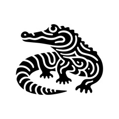 Alligator Silhouette Animal Vector Artwork With Isolated Predator Crocodile Sharp Teeth Swamp Wildlife Dangerous Illustration Black Drawing Creature Toothy Tail Nature Aggressive Monster Amphibious

