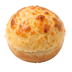 Brazilian cheese bread (pão de queijo) with a golden, crispy surface and soft interior, isolated on a transparent background.