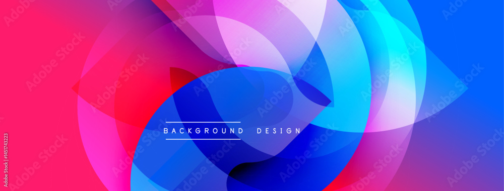 Poster Abstract colorful design. Overlapping shapes create dynamic visual effect. Gradient transitions, modern aesthetic, vibrant hues.