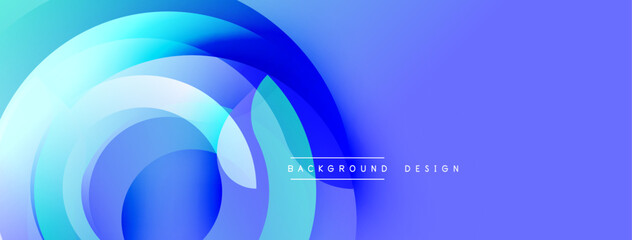 Abstract blue layers create dynamic circular flow. Gradient shades suggest depth, modern design elements present. Minimal text reads background design.