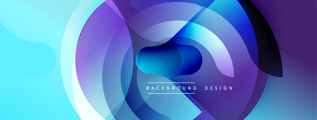 Abstract blue purple design. Overlapping circles create dynamic visual effect. Modern background for presentations, websites.