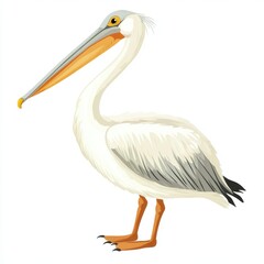 Obraz premium Detailed Illustration of a White Pelican on White Background