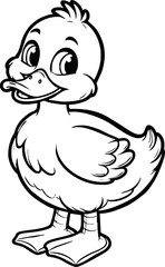Cute duck vector illustration for children colouring page