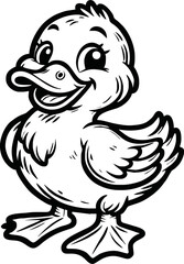 Cute duck vector illustration for children colouring page