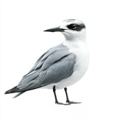 Obraz premium Gray and White Bird Close Up on White Background