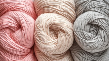 Soft, pastel-colored yarn balls