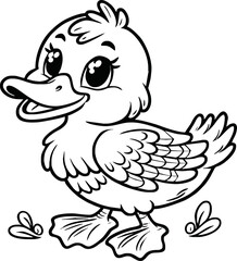 Cute duck vector illustration for children colouring page