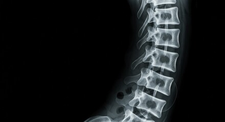 Spine X-ray Showing Vertebrae Column on Black Background