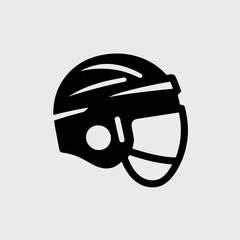 Naklejka premium very simple flat and single minimalist Hockey Helmet Silhouettes in black on a white background 