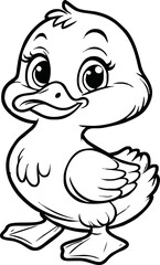 Cute duck vector illustration for children colouring page