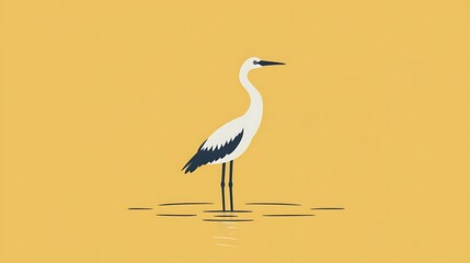 Fototapeta premium Elegant Heron in Yellow Wetlands.
