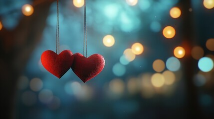 Valentines Day wallpaper hd two red hearts on a background