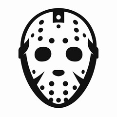 Fototapeta premium very simple flat and single minimalist White Jason Mask Silhouettes in black on a white background
