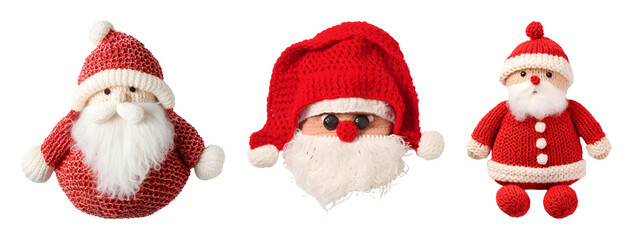 Adorable Knitted Santa Claus Ornaments Three Festive Christmas Decorations