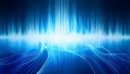 Futuristic Blue Ultrasound Wave Background with Light and Energy Lines