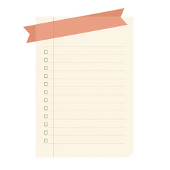 To-Do List Paper with Ribbon, Checkboxes, Lines - transparent background