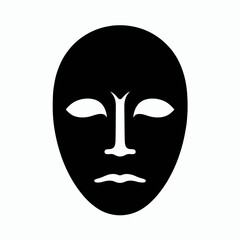  very simple flat and single minimalist Mask Silhouettes in black on a white background