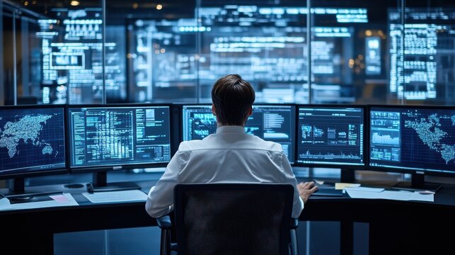 A sophisticated digital workspace featuring icons of integrated risk management systems and compliance software.