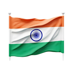 Waving Indian Flag on a Pole Saffron White Green National Symbol