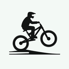 Fototapeta premium very simple flat and single minimalist Snowbike Silhouettes in black on a white background 