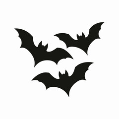 Fototapeta premium very simple flat and single minimalist Three Bats Flying Silhouettes in black on a white background 