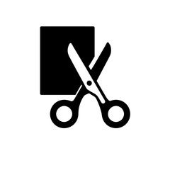  very simple flat and single minimalist Scissors  Paper Silhouettes in black on a white background 