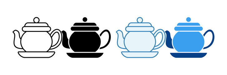Tea Pot  Icon Set Multiple Style Collection
